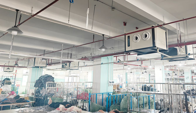 車間降溫最佳方案，應用蒸發冷省電空調-臥式射流空調