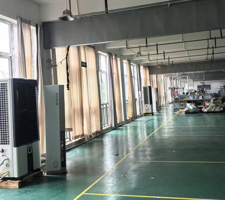 2000平方車間降溫，應用蒸發冷省電空調-立式軸流雙風口機組